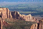 Rock formations with valley in background